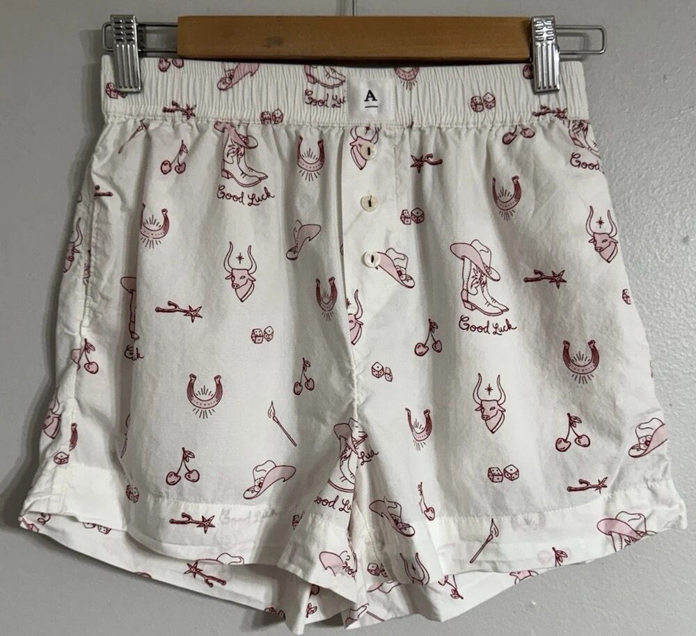 Anthropologie Boxer Sleep Shorts Women’s XXS The Wren Cowboy Boots Horseshoes